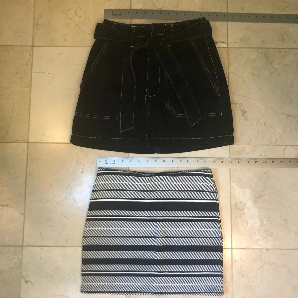 Mini skirt LOT of 2, dark denim zip and tie front and heavy thread stretch, Sz S - Picture 15 of 16